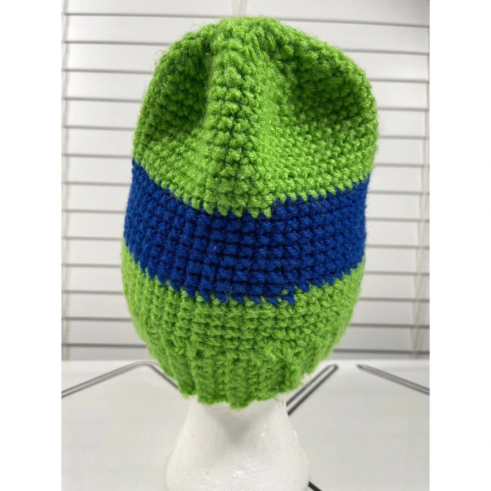 Kids Handmade Crochet Ninja Turtle Beanie‎ Hat Green Blue Eye Mask Cozy Winter